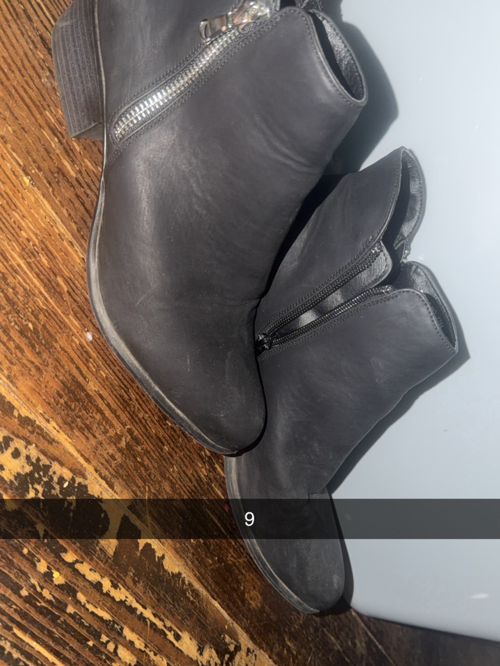 Black Leather Ankle Booties with Side Zipper